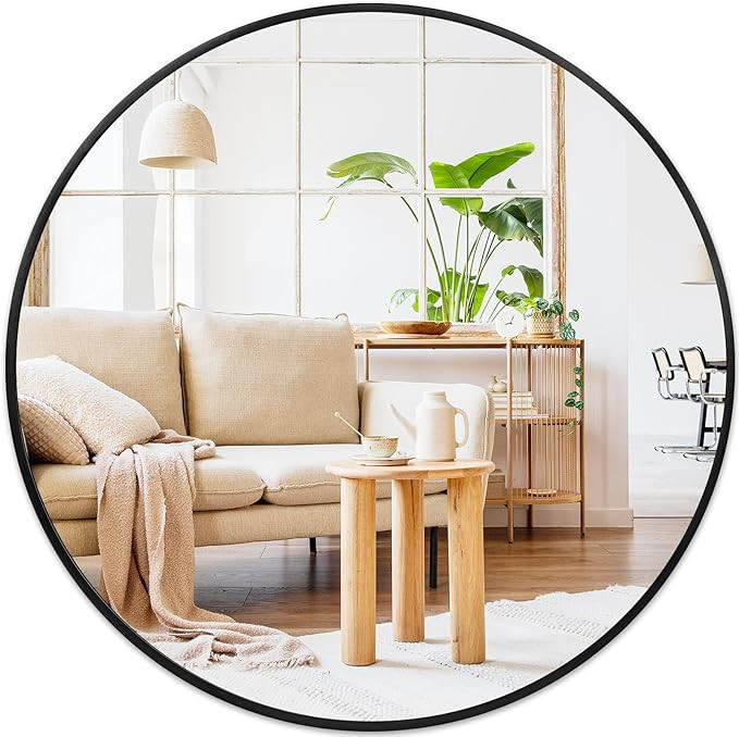 Fabuday Black Round Mirror 30 Inch - Large Circle Mirror for Bathroom, Living Room, Hallway, Entr... | Amazon (US)