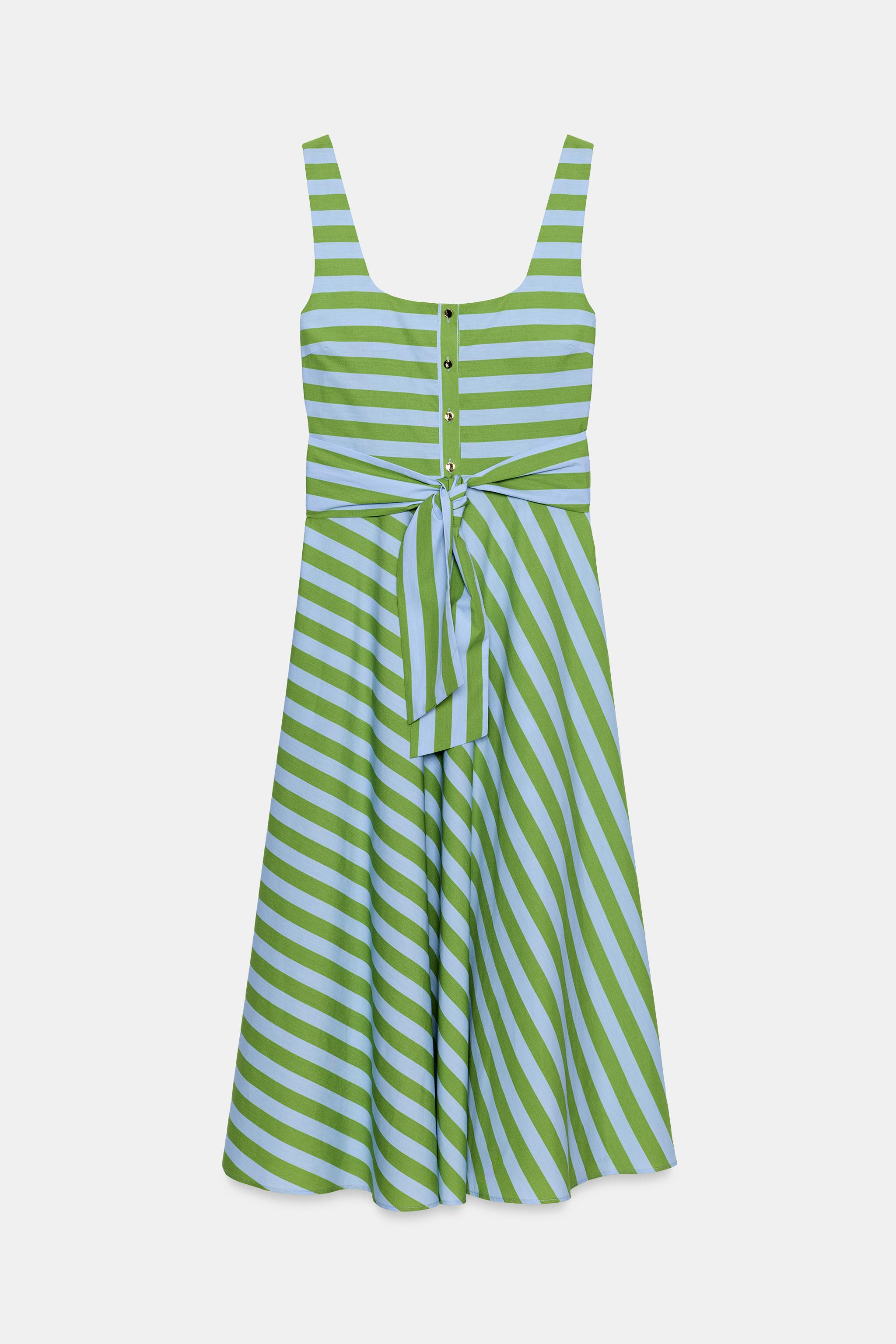 STRIPED BELTED MIDI DRESS | Zara US