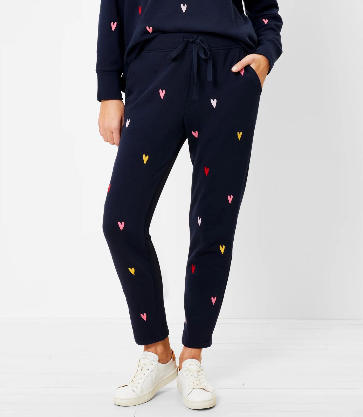 Lou & Grey Colorful Heart Terry Sweatpants | LOFT | LOFT