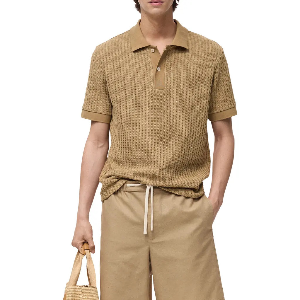 MANGO Rib Polo in Beige at Nordstrom, Size Small | Nordstrom