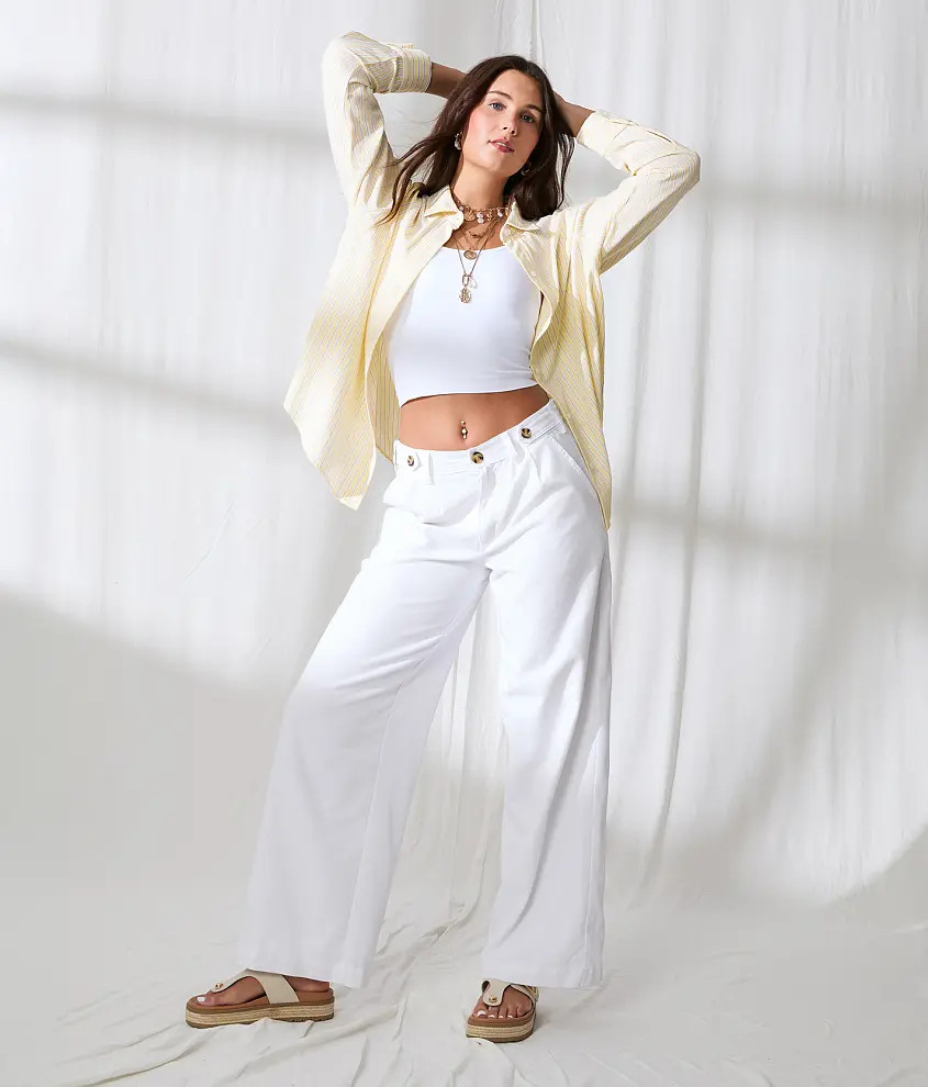 High Rise Wide Leg Trouser Pant | Buckle