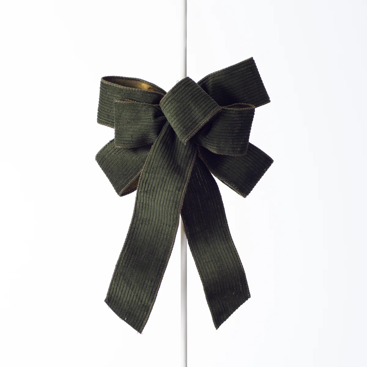 Lux Forest Green Wire-Lined Corduroy Drape Loop Bow | Darby Creek Trading