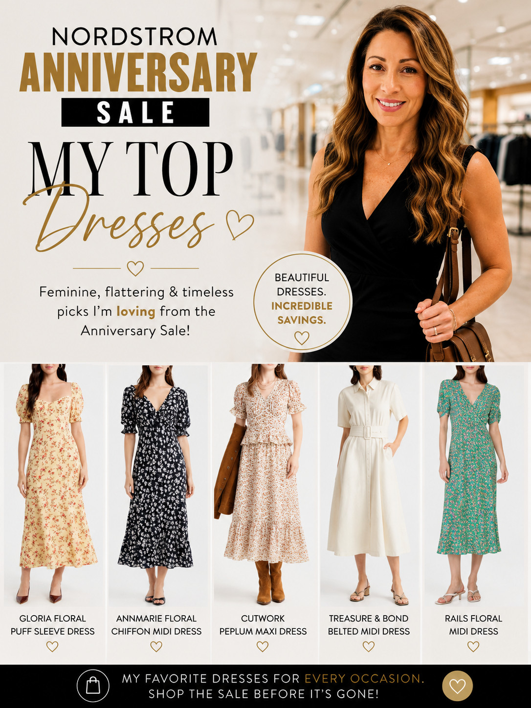 If dresses are your weakness too… you're going to love this year's Nordstrom Anniversary Sale. 🤍

I found so many feminine, timeless styles that actually feel wearable—not just trendy. From everyday midi dresses to elevated pieces for weddings, brunch, date nights, and vacations, there are some beautiful finds this year.

Some of my favorite brands included:
✨ Reformation
✨ Rails
✨ Treasure & Bond
✨ FARM Rio

These are the dresses that caught my eye and the ones I'd actually wear. As always, I only share pieces I genuinely love.

Everything is linked in my LTK and Nordstrom storefront while they're still available!

Which one is your favorite?

#NordstromAnniversarySale #NordstromStyle #DressesOver40 #ClassicStyle #StyleOver40 #TimelessWardrobe #Reformation #Rails #TreasureAndBond #LTKCreator 

 #LTKOver40 #LTKTravel #LTKWedding