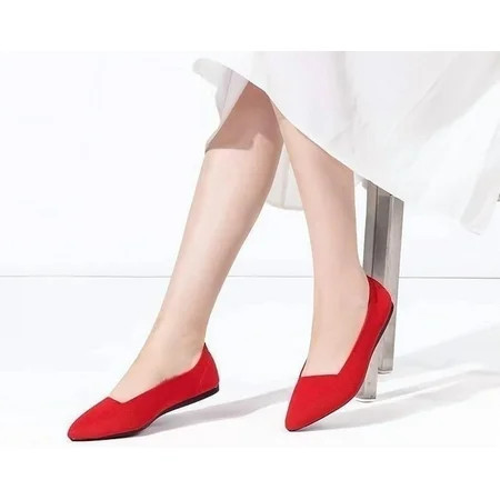 Flatgios Pointed-Toe Flat Knit Dress Shoes Comfortable Women s Shoes Women s Classic Soft Shoes Red-8.5 | Walmart (US)