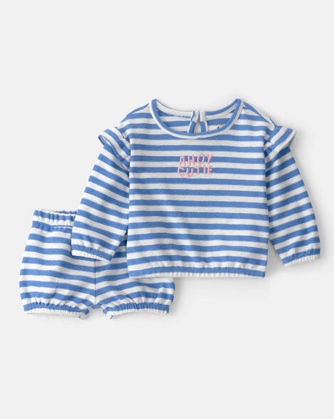 Baby Girl 'Ahoy Cutie' 2-Piece Top & Short Set - Blue | Carter's Inc