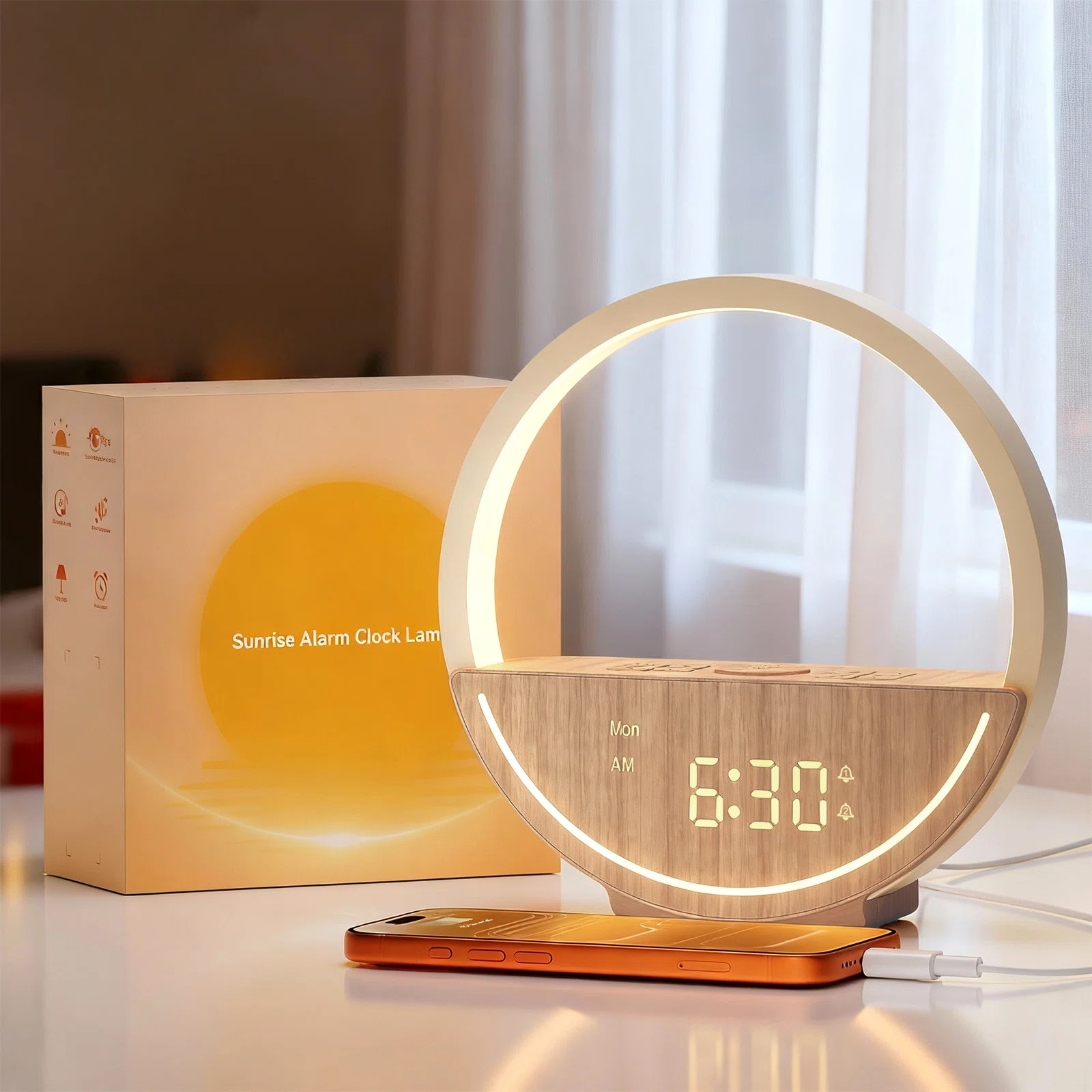 Sunrise Alarm Clock With Wake-Up Light, White Noise Sound Machine, Dual Alarms For Weekdays & Wee... | Wayfair North America