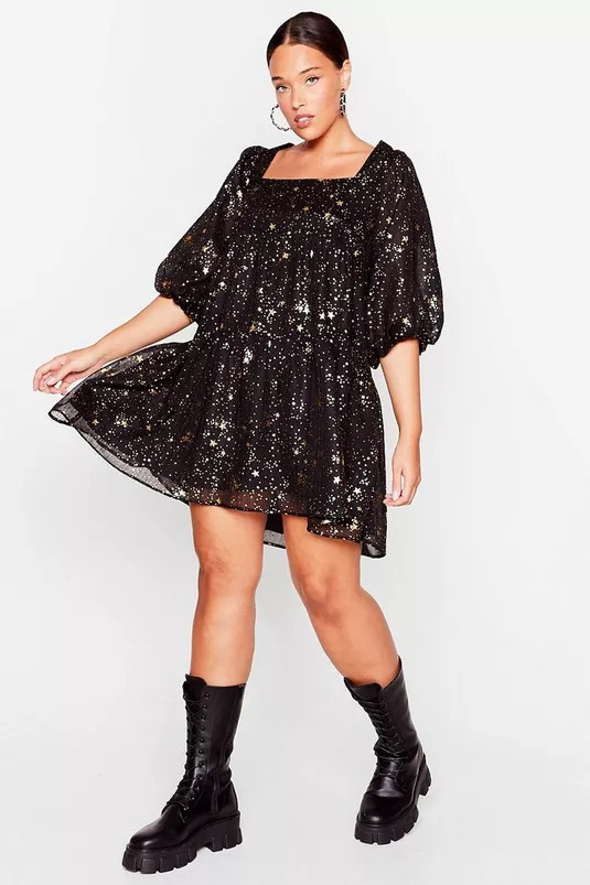 Plus Size Star Tiered Mini Smock Dress | Nasty Gal (US)