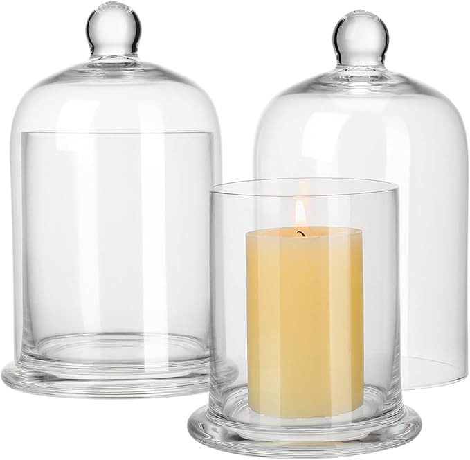 iplusmile 2 Sets Hand Blown Glass Candle Holders Bell Jar Style Decorative Candlesticks for Weddi... | Amazon (US)
