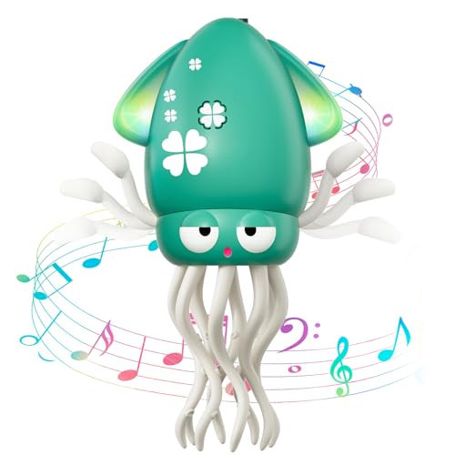 Dancing Octopus Baby Toy, Electric Crawling Octopus Tummy Time Toy, Rechargeable Magic Dancing Music Squid for 3 4 5 6 Year Old Kids Boy Girl Birthday Gifts, Funny Squid for Office Desk Decor (Green) | Amazon (US)