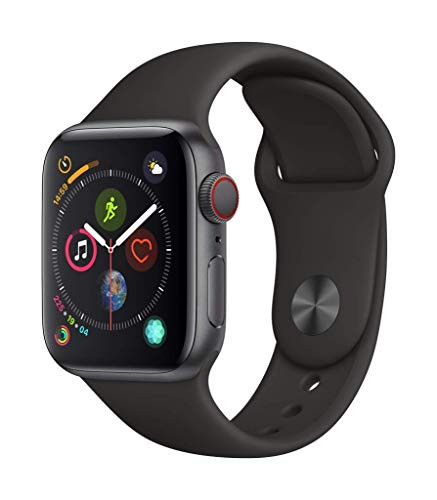 Apple Watch Series 4 (GPS + Cellular, 44MM) - Space Black Aluminum Case with Black Sport Band (Renewed) | Amazon (US)