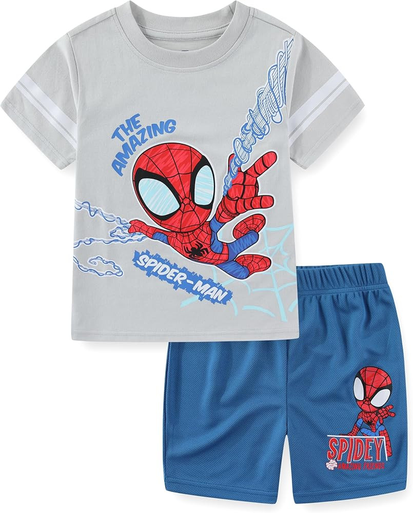 Marvel Spider-Man Boys Short Sleeve T-Shirt and Mesh Short Set for Toddler and Big Kids | Amazon (US)