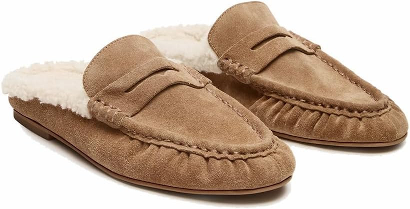 ATBELL Women's Suede Penny Mules Faux Fur Lined Slip-on Loafers Classic Comfortable Flat Mule Sho... | Amazon (US)