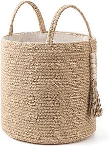 Mkono Woven Storage Basket Decorative Rope Basket Wooden Bead Decoration for Blankets,Toys,Clothe... | Amazon (US)