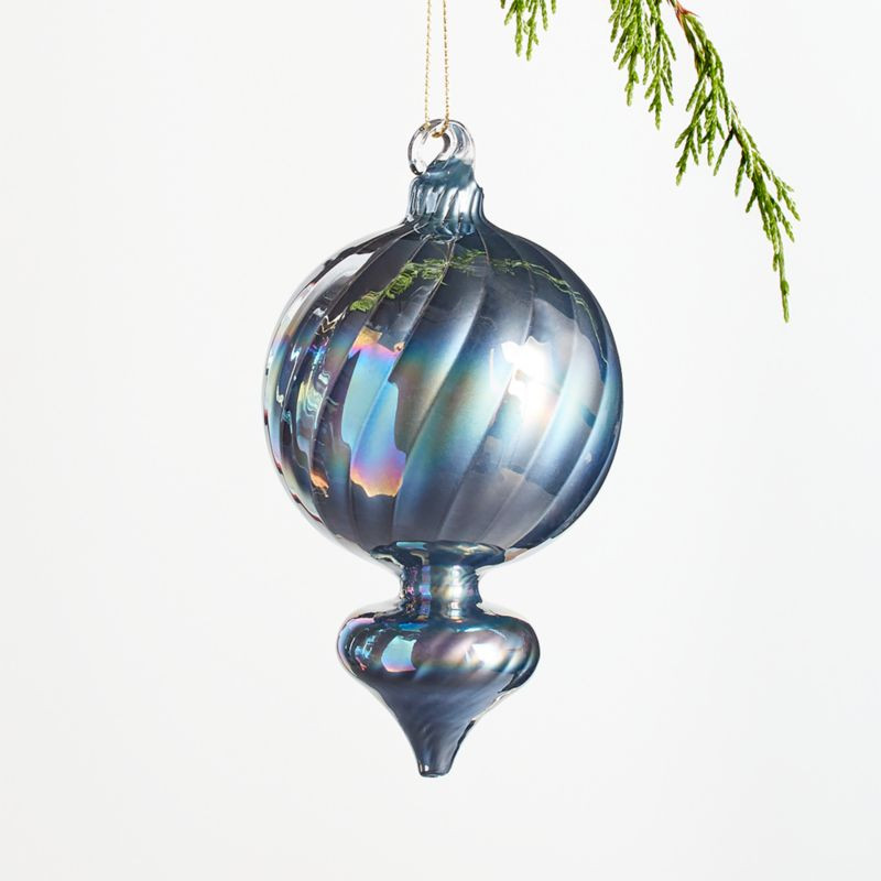 Smoke Finial Glass Christmas Tree Ornament | Crate and Barrel | Crate & Barrel