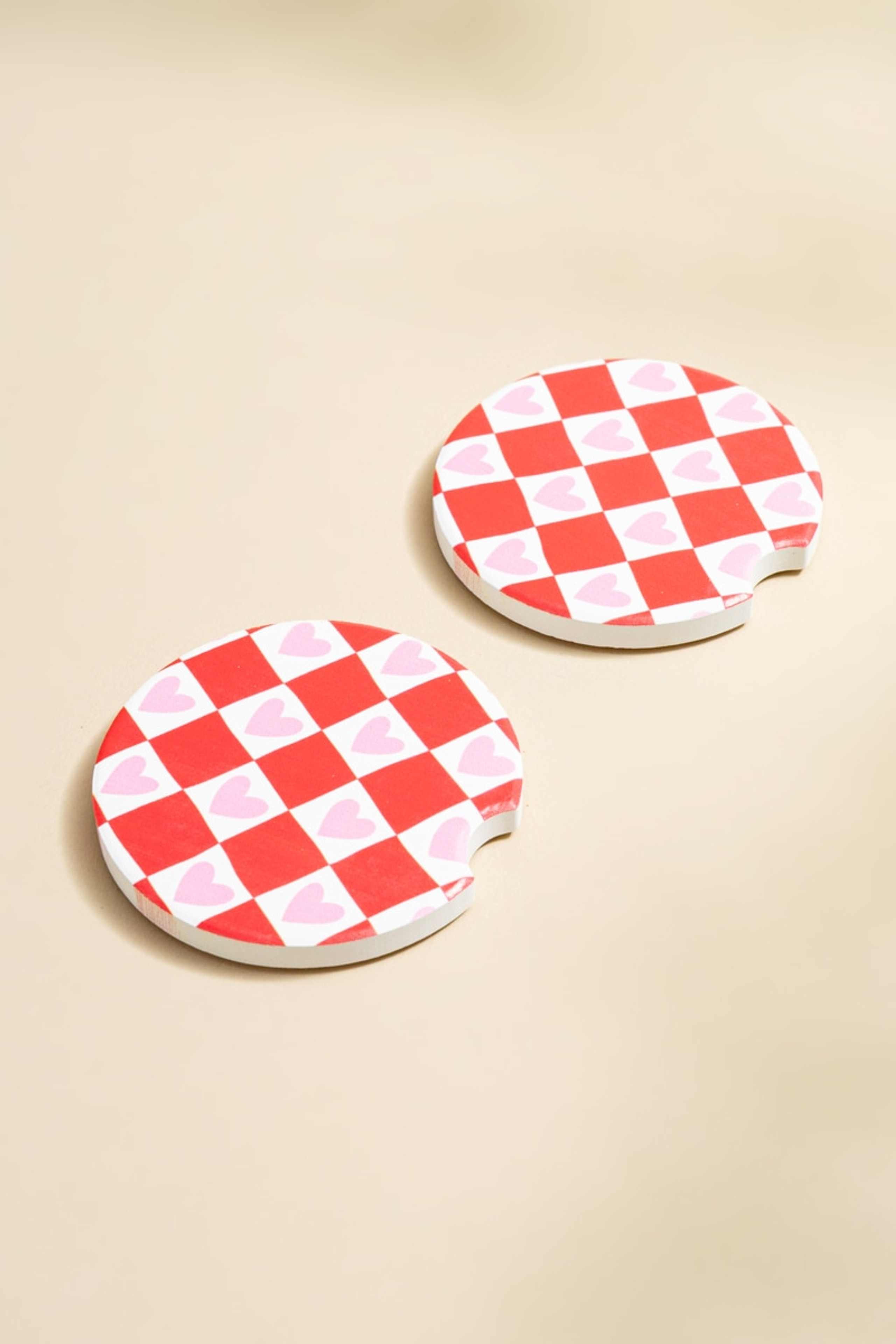 Hellen Heart Checkered Car Coaster | Francesca's