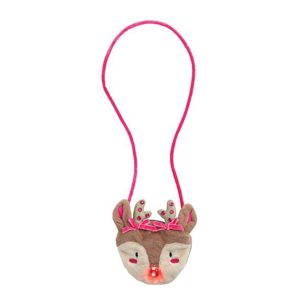 Mud Pie Women's Light-Up Reindeer Purse in Pink | 100% Polyester | Mud Pie