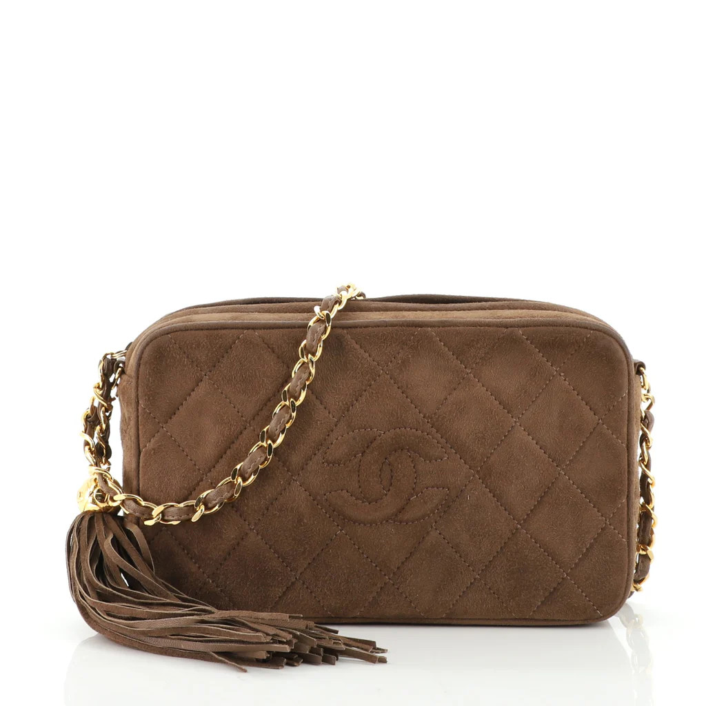 Vintage Diamond CC Camera Bag Quilted Suede Medium | Rebag