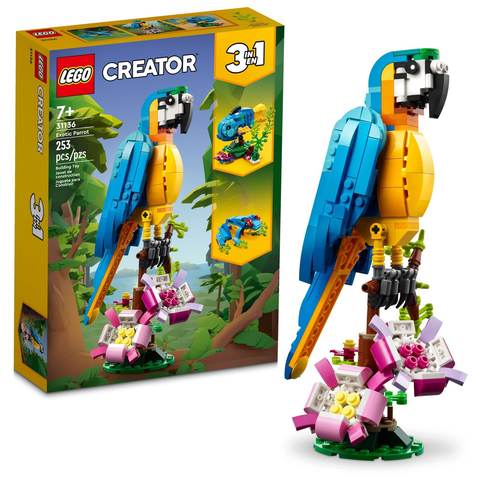LEGO Creator 3 in 1 Exotic Parrot Building Toy Set, Transforms to 3 Different Animal Figures - fr... | Amazon (US)