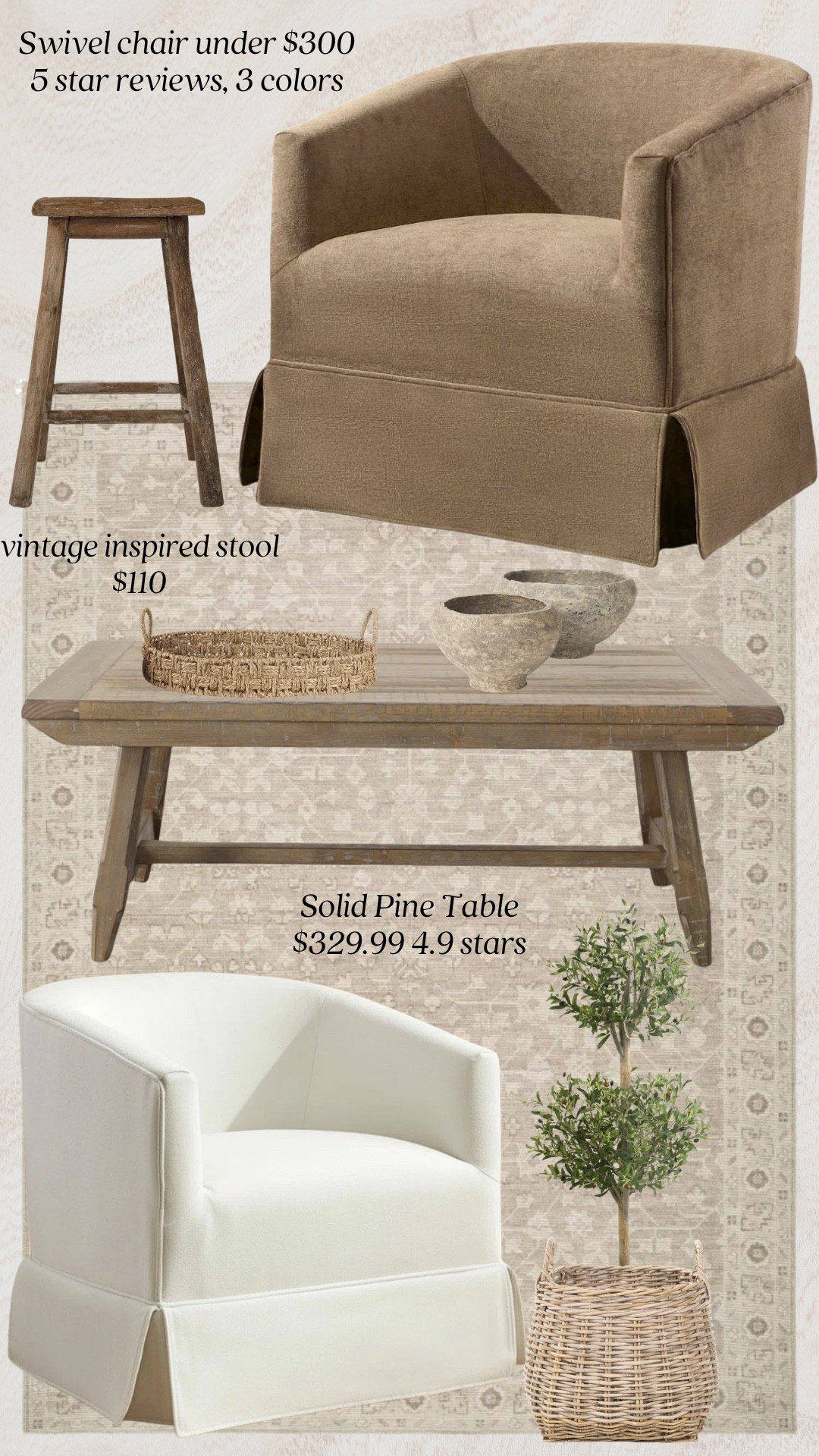  These swivel chairs are an amazing price with amazing reviews! They come in three colors too! I’m loving the pine coffee table, and I have this beautiful stool and it has such a unique top to it!  I also own this woven tray and these handmade decorative bowls are absolutely stunning!  That is also one of my favorite baskets that I own! Perfect for plant our blankets or toys!

@wayfair is having their Way Day where up to 80% off and free shipping and tons of flash deals! #WayDay is only for three days!  April 25th-27th!

#Wayfair #WayfairPartner #ad ￼

shop.ltk #liketkit liketk.it

#LTKHome #LTKmomlife #LTKSaleAlert