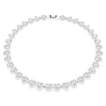 Ariana Grande x Swarovski Tennis necklace, Mixed cuts, Heart, White, Rhodium plated by SWAROVSKI | SWAROVSKI