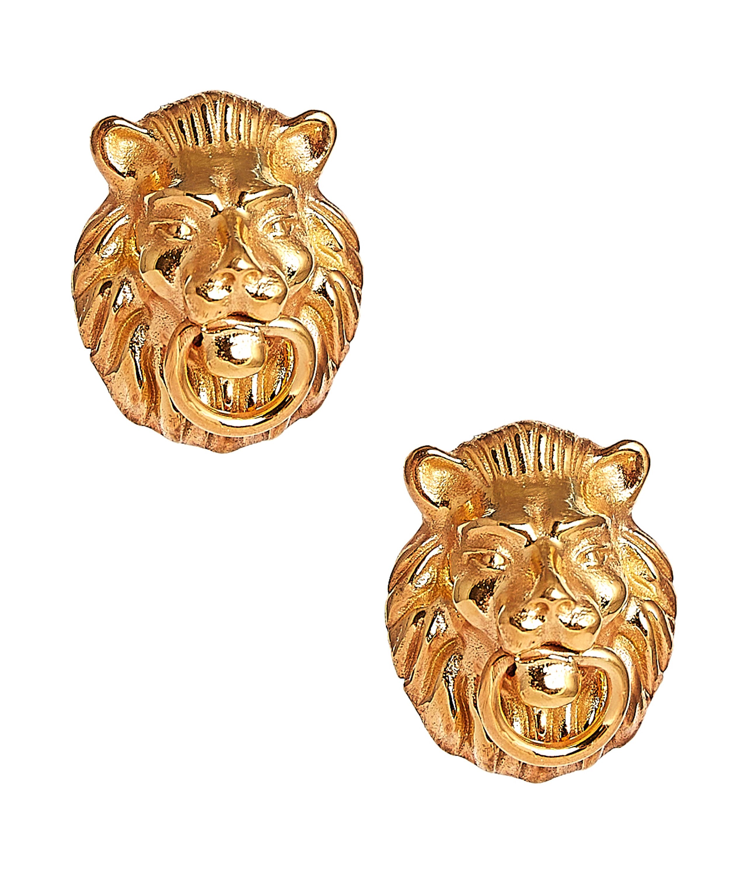 Lion Door Knocker - Gold Stud Earring | Lisi Lerch Inc