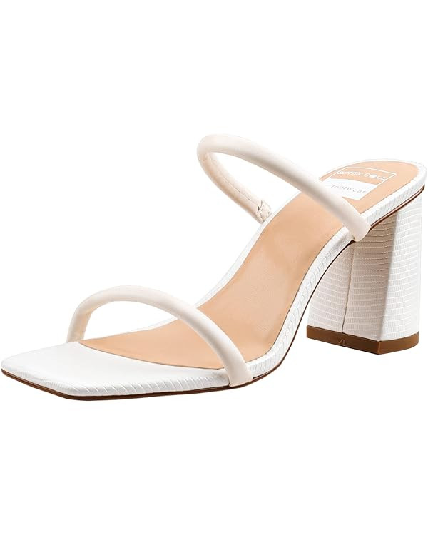 BCTEX COLL Women's High Heeled Sandal Two Strap Square Toe Slip on High-heeled Sandal High Heel S... | Amazon (US)