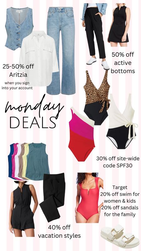 Daily deals from my favorite retailers 

The Aritzia sale is a must shop. Be sure to sign into your account to get the discount 

Old Navy crushes the activewear game and this deal is worth shopping. It says pants but I’m seeing activewear dresses 50% off too

Summersalt has some of my favorite one piece swimsuits 

Target has great summer sandals and swimsuits for the family

Athleta has great quality pieces 40% off perfect for your next travel outfit or vacation fit. I love the endless pant for travel and sports mom outfits but some people wear them for work. 

#LTKSwim #LTKSaleAlert #LTKSummerSales