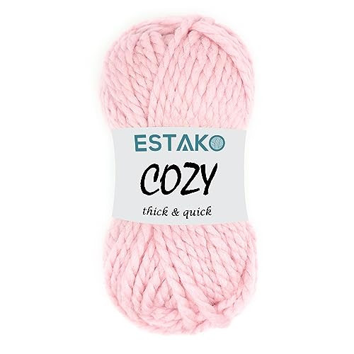Estako Cozy Thick & Quick Yarn 20% Wool 80% Acrylic Soft Super Bulky Weight #6 Knitting and Crocheting Yarn 3.52 oz (100gr) 65 yds (60 m) (53029-Baby Pink) | Amazon (US)