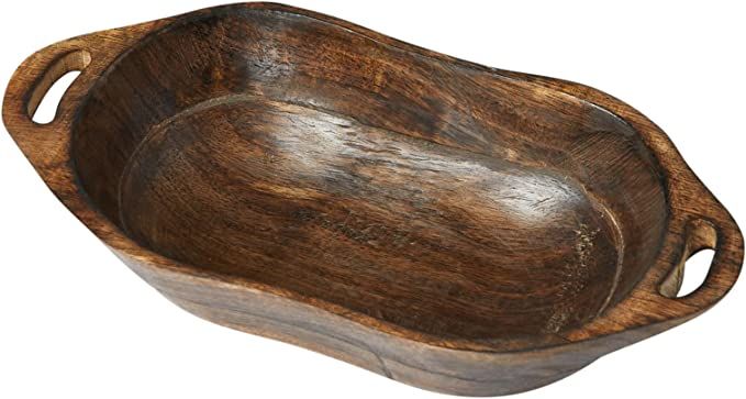 Creative Co-Op Carved Wood Handles, Natural Tray | Amazon (US)