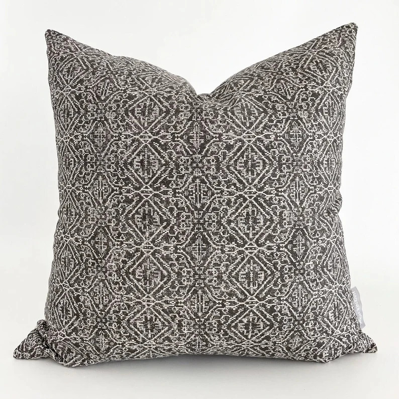 Acadia Gray Pillow Cover | Gray Pillow Cover, Tribal Pillow Cover, Designer Pillow Cover, Ethnic ... | Etsy (US)