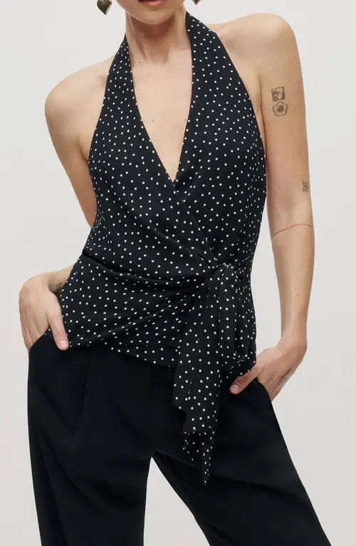 Reformation Nila Side Tie Halter Top in Selene at Nordstrom, Size X-Large | Nordstrom