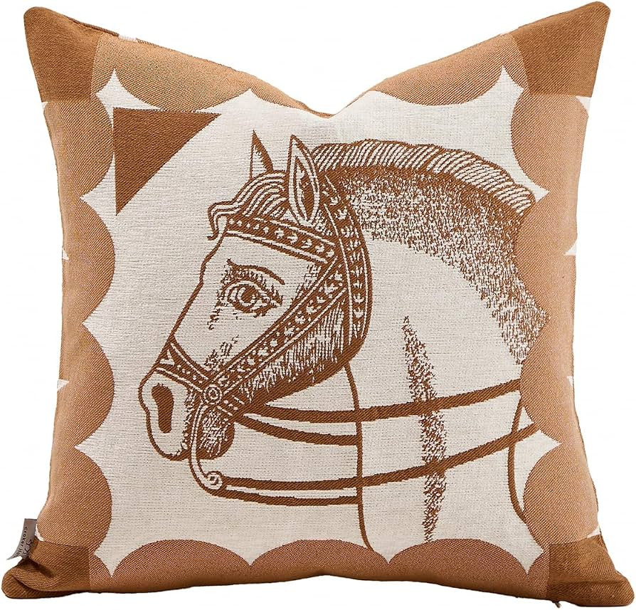 Croker Horse Premium Throw Pillow Covers 20x20 Inches - Tawny Birch Horse Chenille Jacquard Embro... | Amazon (US)