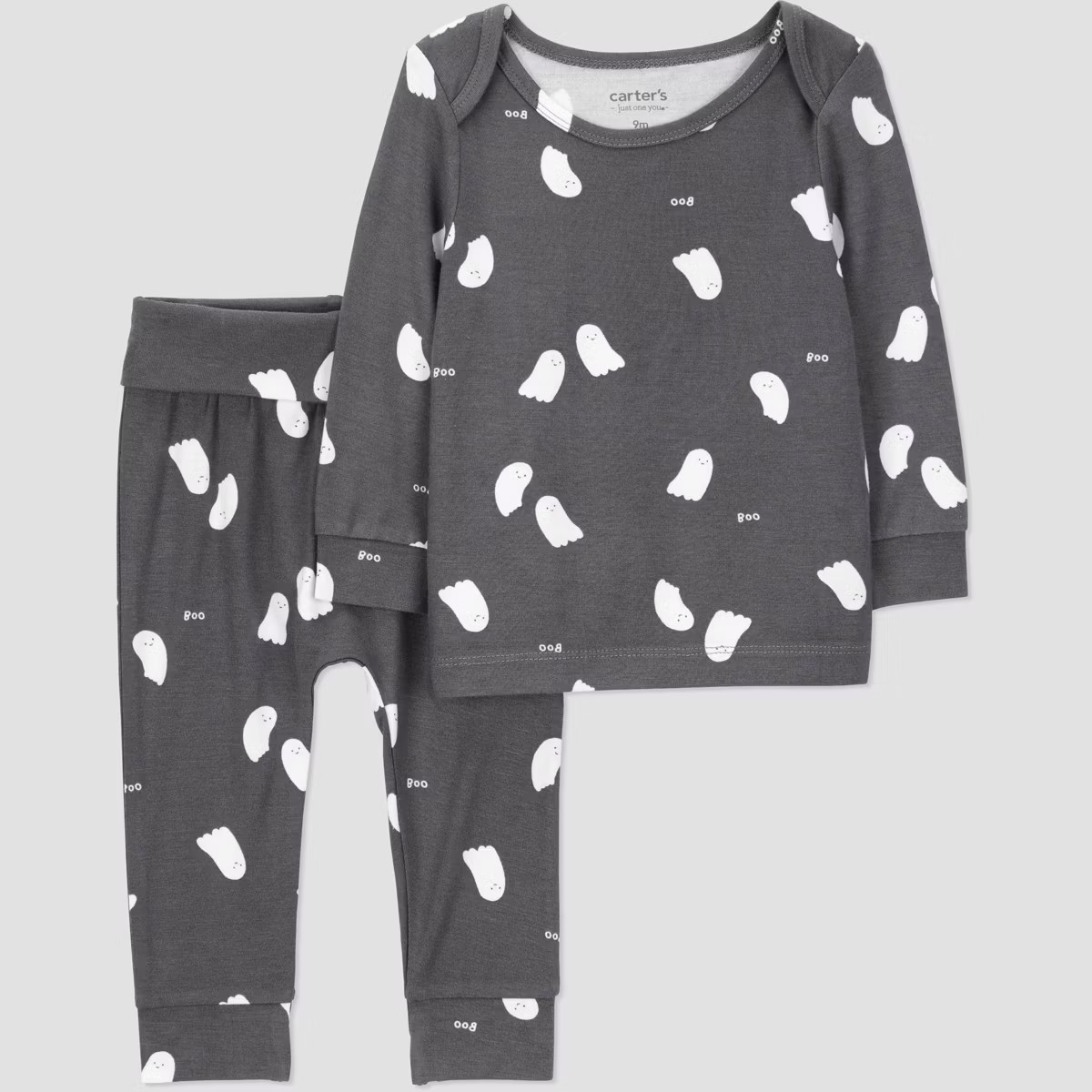 Carter's Just One You® Baby 2pc Halloween Ghosts Comfy Soft Top & Bottom Set - Dark Gray | Target