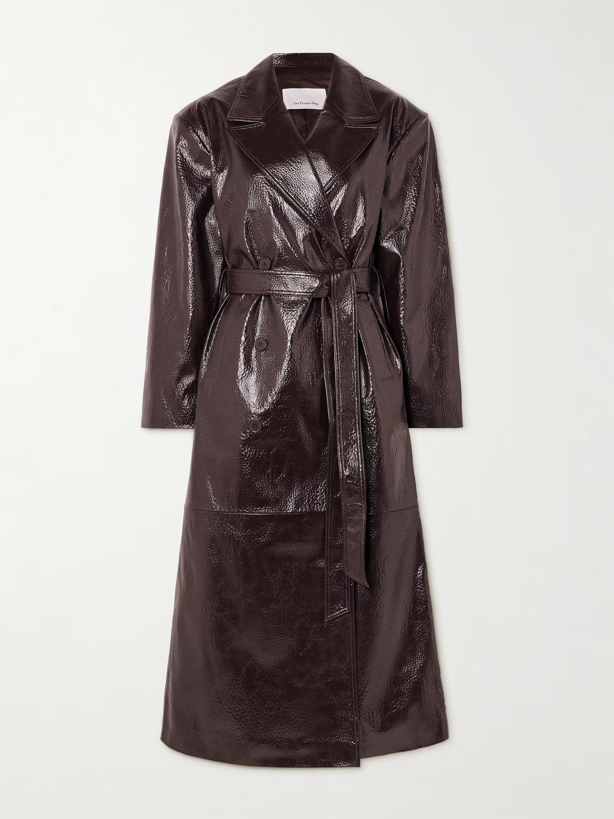 Tina belted double-breasted faux textured-leather trench coat | NET-A-PORTER (UK & EU)