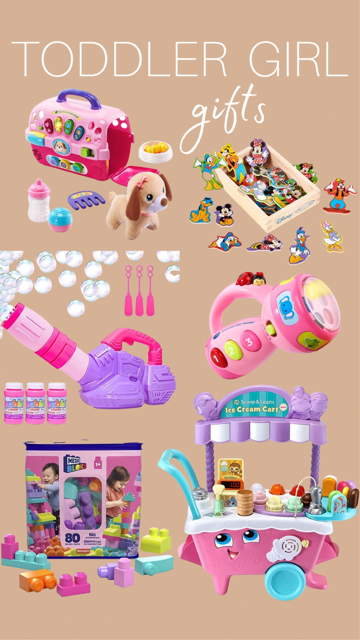 Toddler girl gifts, toddler gift ideas, toddler magnets, toddler flashlight, toddler bubble blower, toddler blocks, toddler Christmas gifts, toddler gift guide

#LTKHoliday #LTKCyberweek #LTKkids