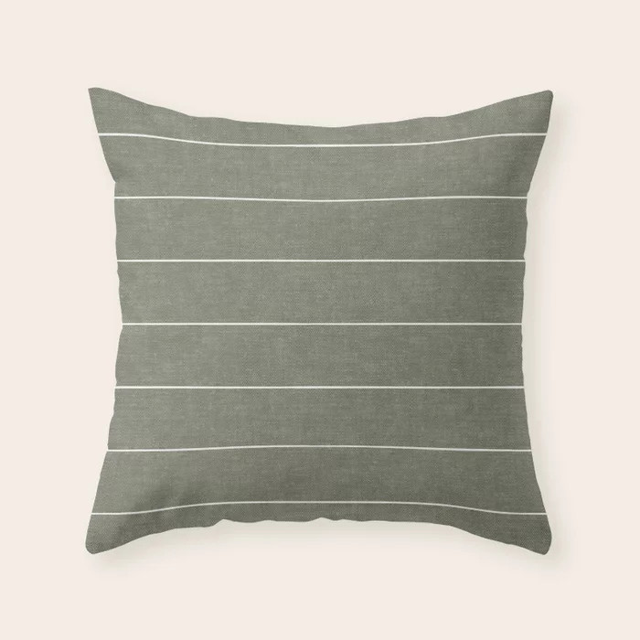 farmhouse stripes - olive green Throw Pillow | Society6