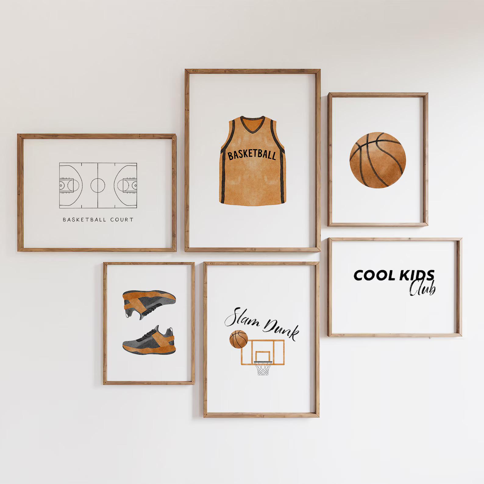 Basket Ball Wall Decor Set of 6 Gallery Digital Prints, Vintage Sports Nursery Wall Decor, Boys P... | Etsy (US)