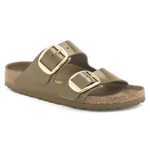 Arizona Big Buckle Natural Leather Patent High Shine Mud Green | BIRKENSTOCK | Birkenstock USA