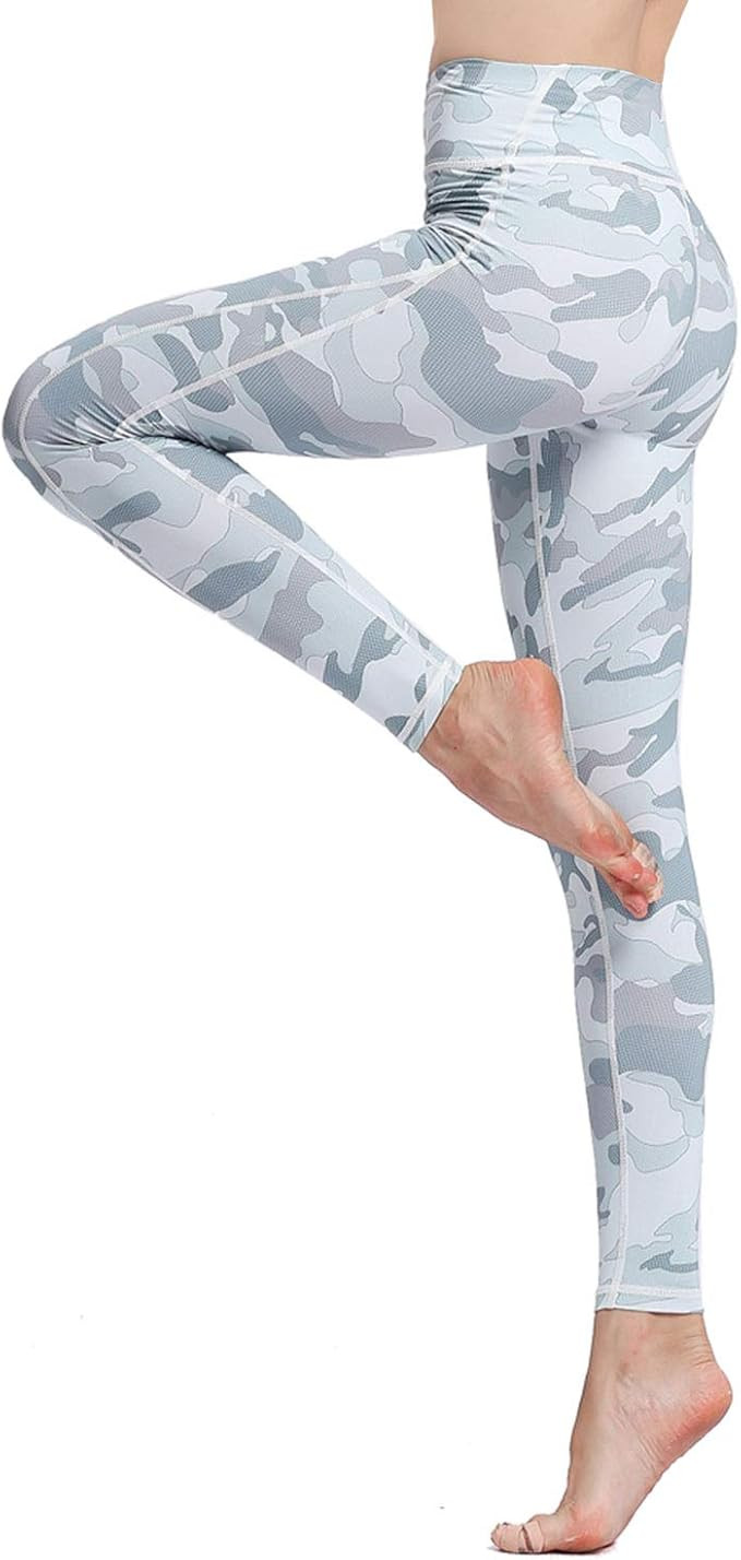 Witkey Printed Extra Long Women Yoga Leggings High Waist Tummy Control Over The Heel Yoga Pants | Amazon (US)