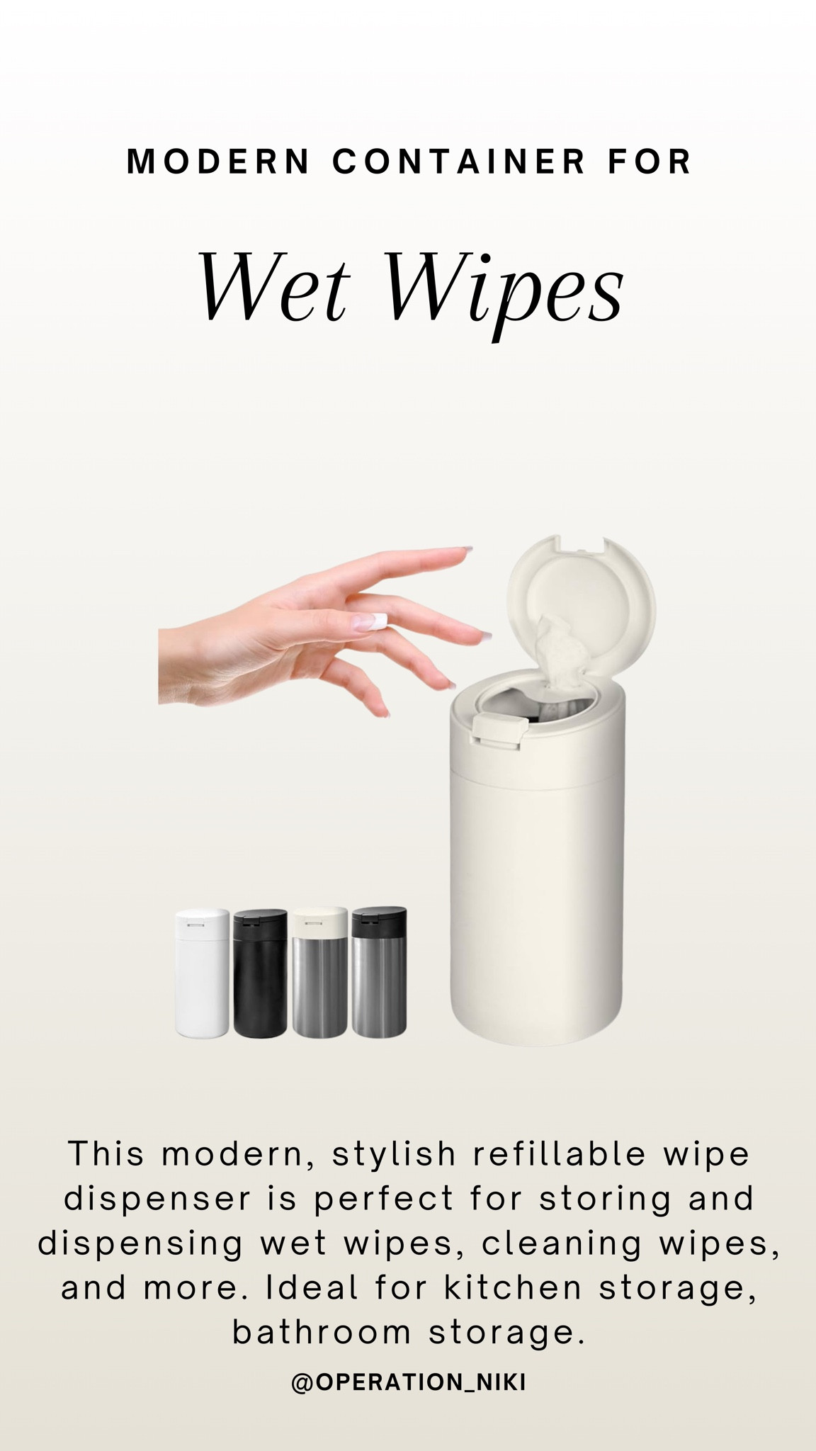 This modern, stylish refillable wipe dispenser is perfect for storing and dispensing wet wipes, cleaning wipes, and more. Ideal for kitchen storage, bathroom storage.

Follow for more @OPERATION_NIKI on IG, TikTok, & Facebook

sahm, mom essentials, kitchen clean, home appliances, life hack, work from home, cleaning products, home, cleaning inspo, kitchen ideas, stay at home mom, fridge organization, kitchen organizing, kitchen essentials

#LTKFamily #LTKHome #LTKFindsUnder50