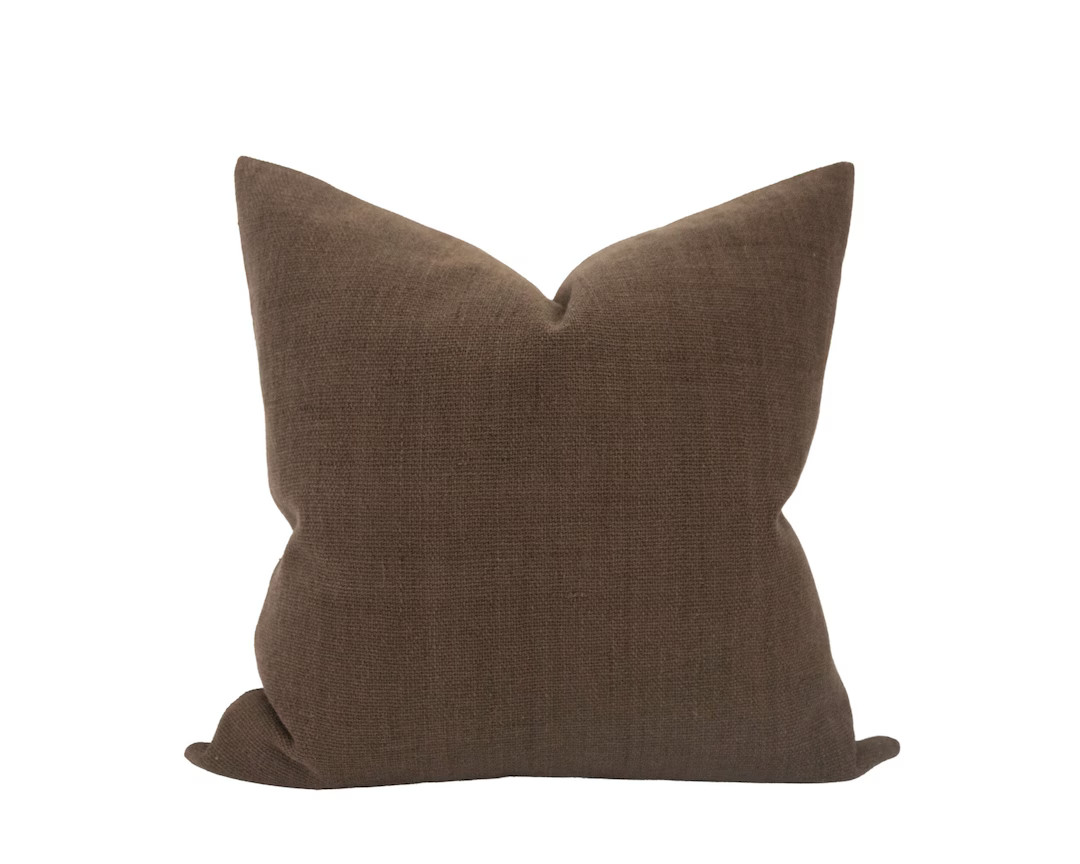 WINSTON || Dark Brown Handwoven Pillow Cover Dark Brown Pillow Chocolate Brown Fall Pillow Woven ... | Etsy (US)