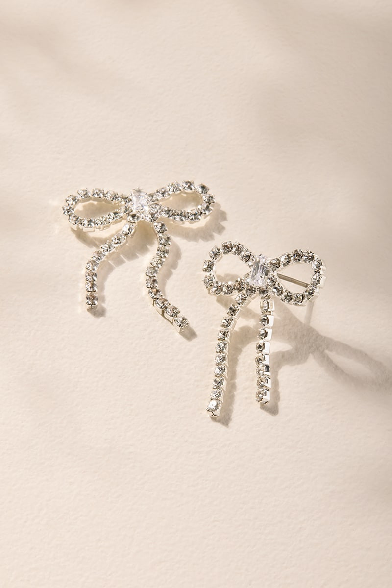 Kelly CZ Bow Cupchain Stud Earrings | Francesca's