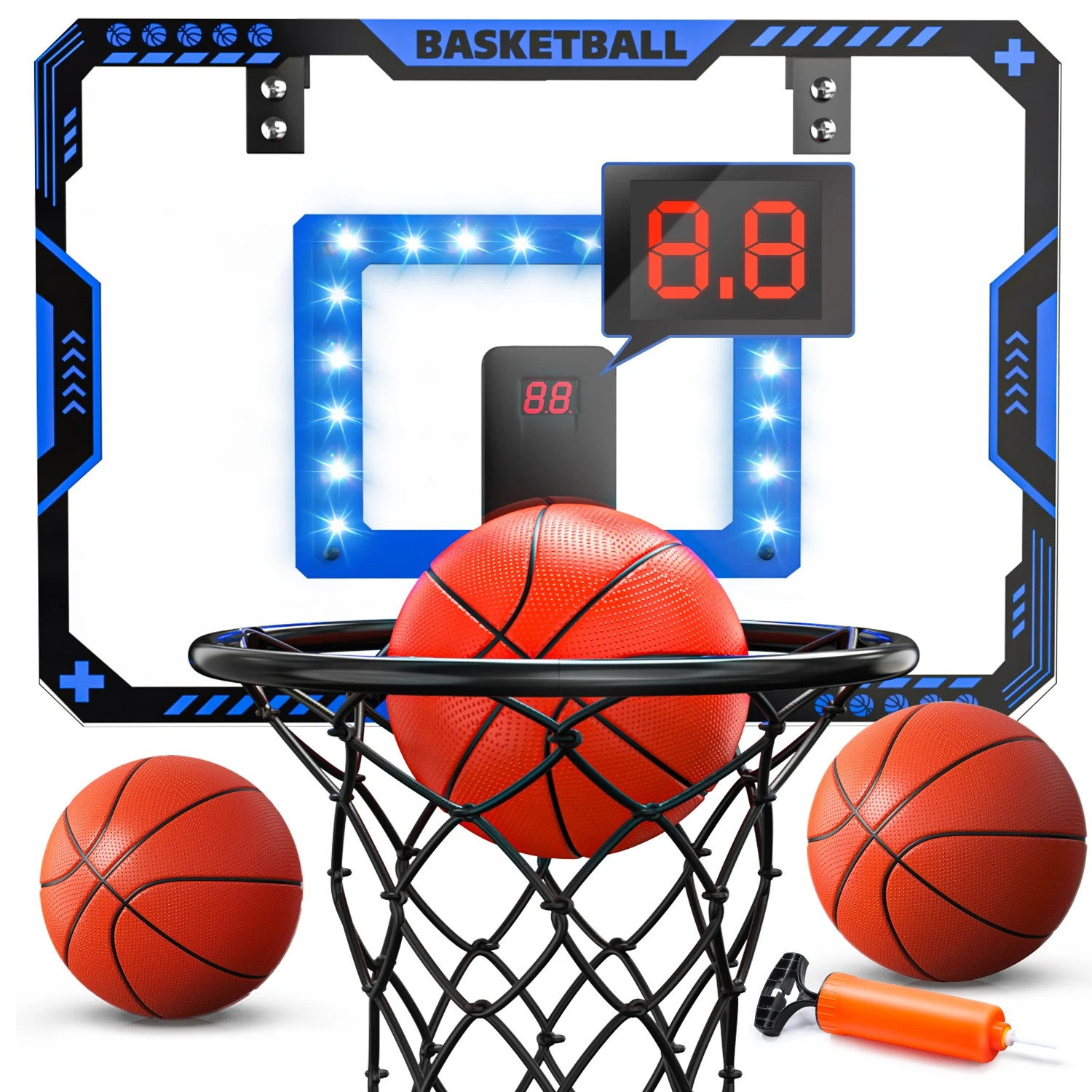 JoyStone Indoor Basketball Hoop for Kids, Mini Basketball Hoop with Electronic Scoreboard, LED Li... | Walmart (US)