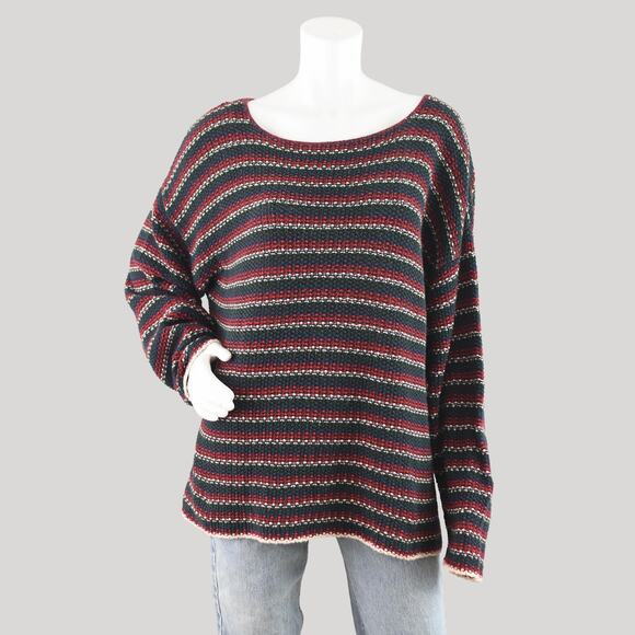 Vintage 90s Express Oversized Striped Baja Sweater Women's Large | Poshmark
