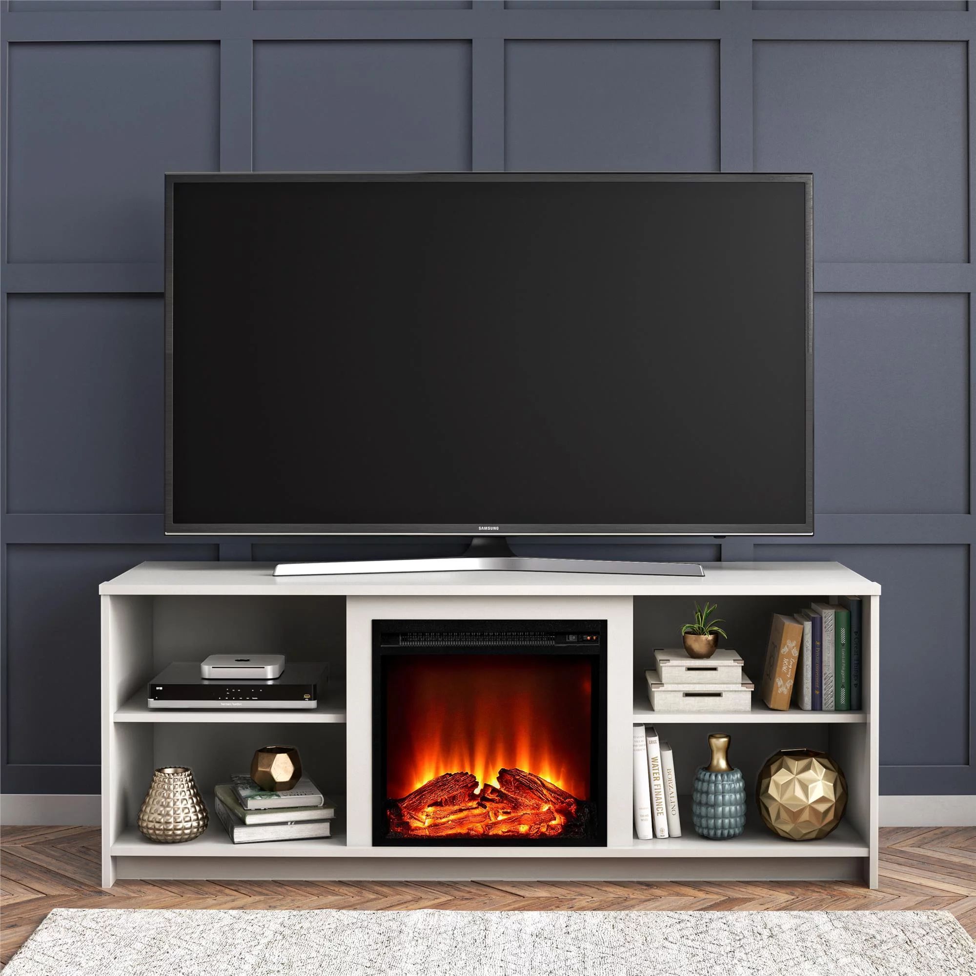 Mainstays Fireplace TV Stand for TVs up to 65", White - Walmart.com | Walmart (US)