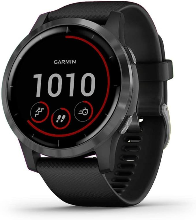 Garmin vivoactive 4 GPS Smart Watch in Slate Stainless Steel Bezel with Black Case and Silicone B... | Amazon (US)