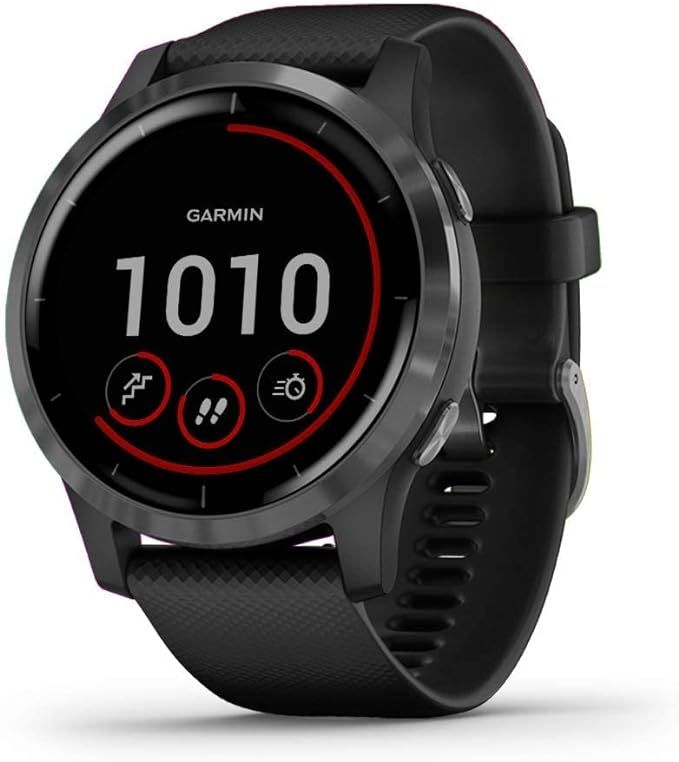 Garmin vivoactive 4 GPS Smart Watch in Slate Stainless Steel Bezel with Black Case and Silicone B... | Amazon (US)