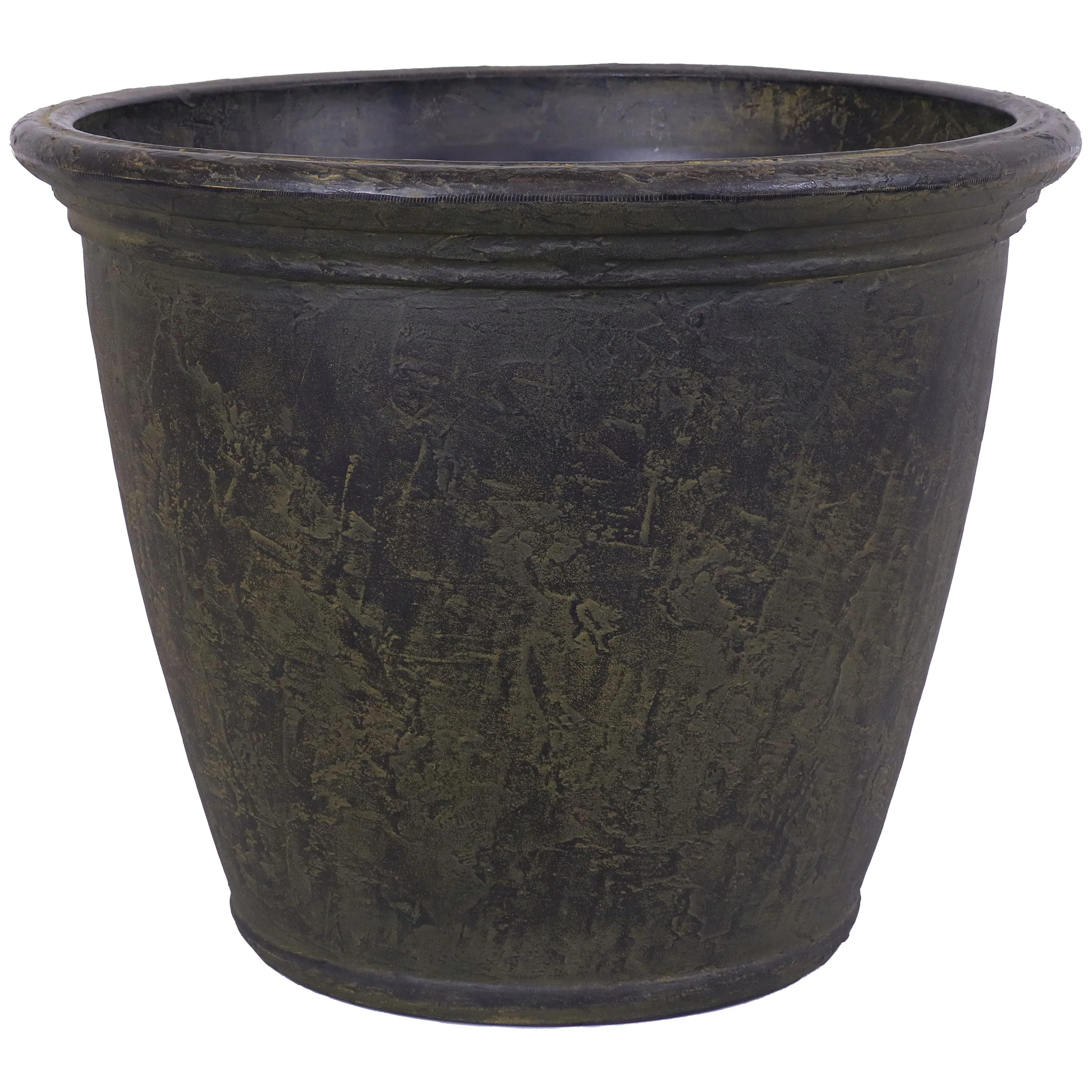 Blough 24" x 24" x 20" Round Polyresin Outdoor Planter Pot - Dark Brown | Wayfair North America