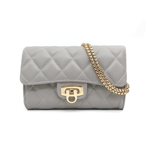 Small Black Clutch Purses for Women with Quilted Designs, Women's Trendy Quilted Crossbody Bags - Stylish Shoulder Handbags (Grey) | Amazon (US)