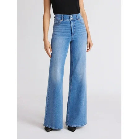 Sofia by Sofia Vergara Women s and Women s Plus Margot Wide Leg High Rise Jeans  30.5  and 32.5  Inseams  Sizes 0-28 | Walmart (US)